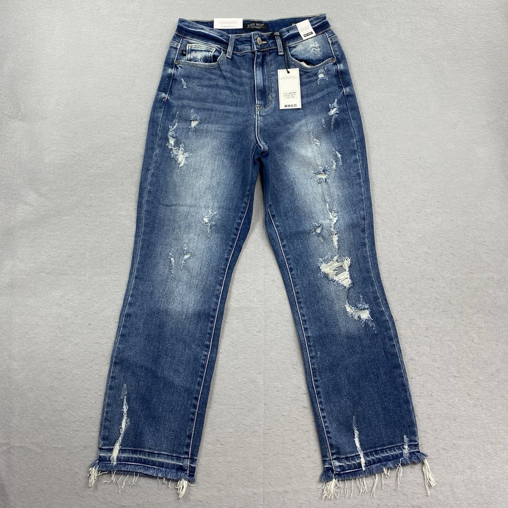 Judy Blue Jeans Womens 3/26 Blue Denim Just Like Candy High Rise Straight Fit